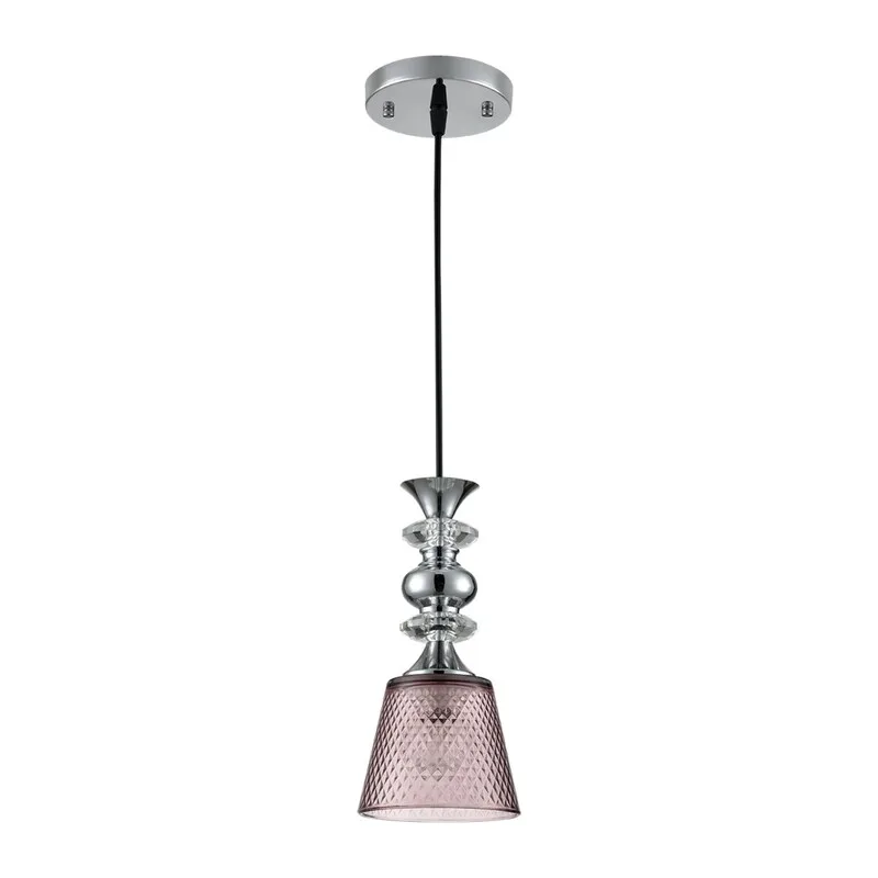 8048/1A SUSPENTIONI LN26 392 хром/розовый металл/стекло Подвесной светильник E27 1*60W 220V MANOLA