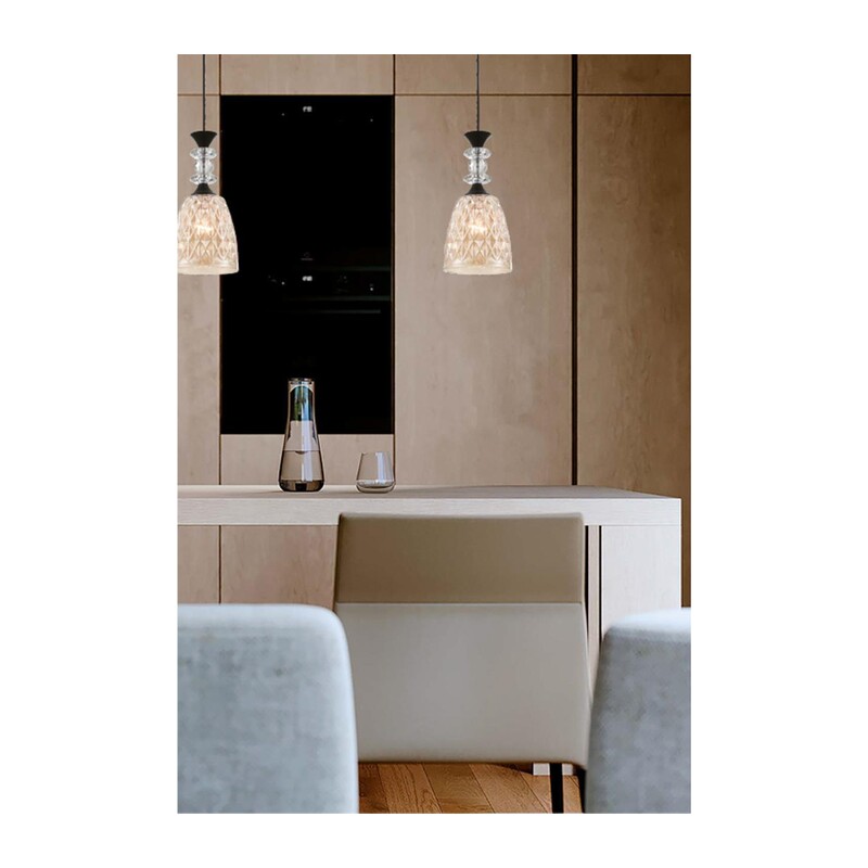 8057/1A SUSPENTIONI LN26 395 черный/смоки металл/стекло Подвесной светильник E27 1*60W 220V ELENIKA 4