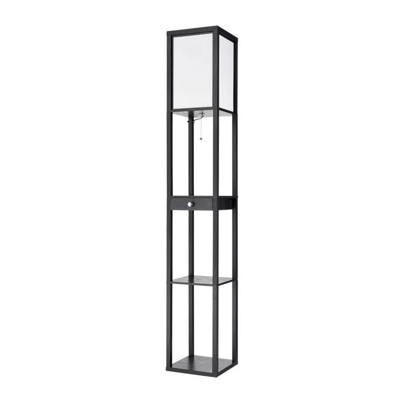 8092/1F COMFI LN26 460 черный/белый, дерево/текстиль Торшер Е27 1*60W 220V PRACTIC