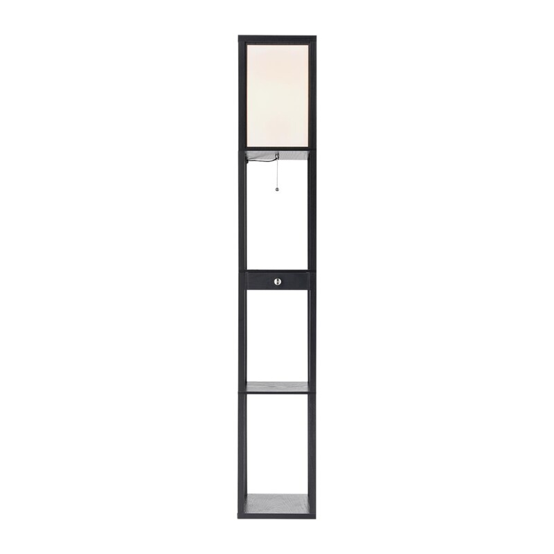 8092/1F COMFI LN26 460 черный/белый, дерево/текстиль Торшер Е27 1*60W 220V PRACTIC