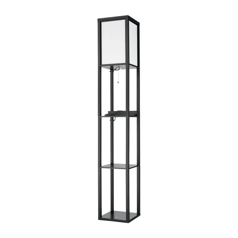 8093/1F COMFI LN26 460 черный/белый, дерево/текстиль Торшер Е27 1*60W 220V PRACTIC