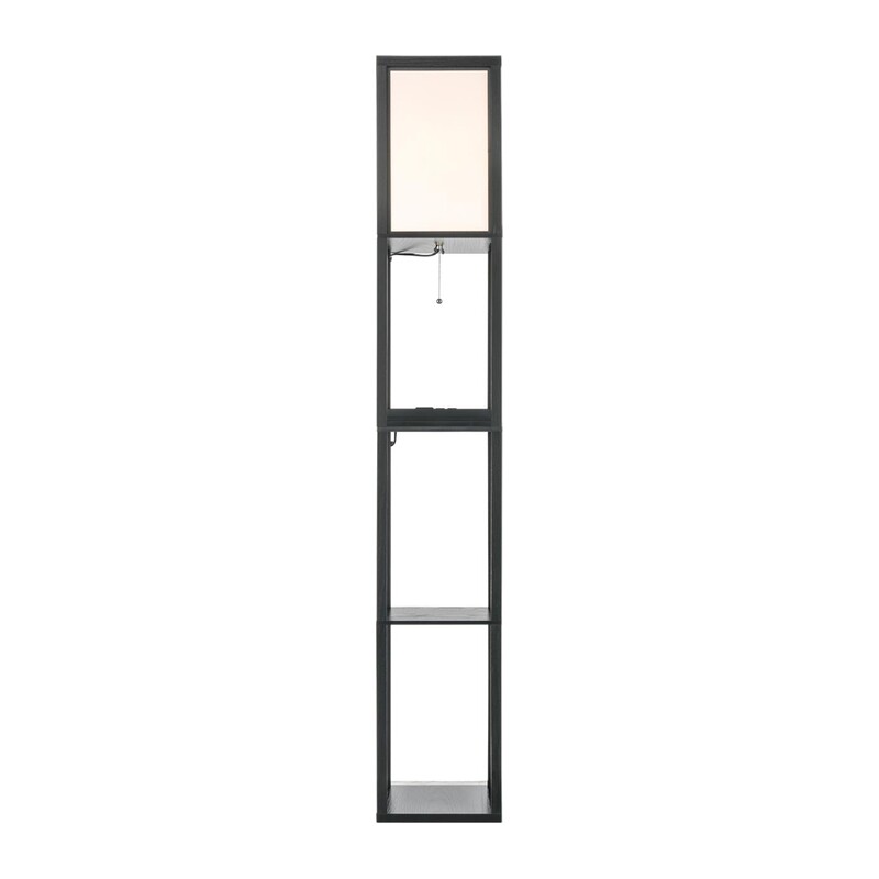 8093/1F COMFI LN26 460 черный/белый, дерево/текстиль Торшер Е27 1*60W 220V PRACTIC