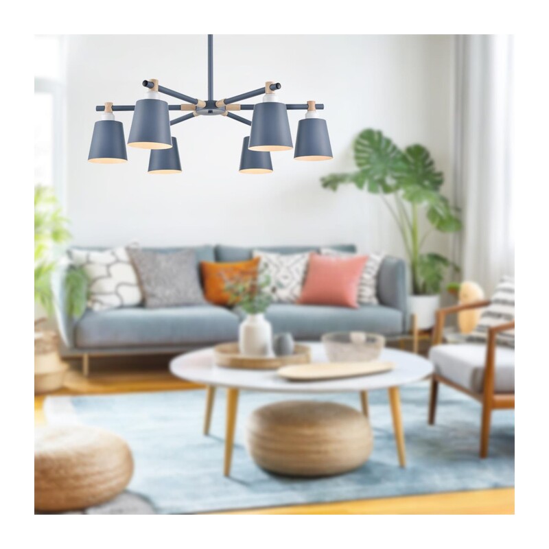 8098/6C MODERNI LN26 344 синий/синий металл, дерево/металл Люстра потолочная Е27 6*60W 220V ROSALINA 5