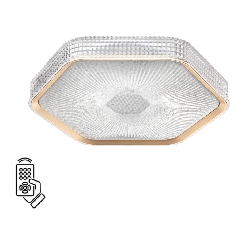 7746/48L PIKO LED SN 000 Светильник металл/пластик/прозрачный/золотистый LED 48Вт 3000-4000-6000K 425х385 IP20 пульт ДУ SPARKS