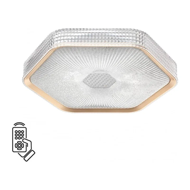 7746/48L PIKO LED SN 000 Светильник металл/пластик/прозрачный/золотистый LED 48Вт 3000-4000-6000K 425х385 IP20 пульт ДУ SPARKS