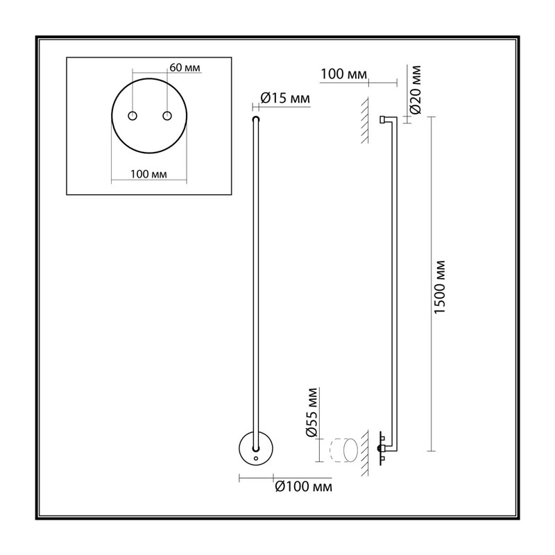 7022/18WL HIGHTECH ODL25 267 Настенный встраиваем. светильник металл/акрил IP20 LED 3000K 220V TEO 3