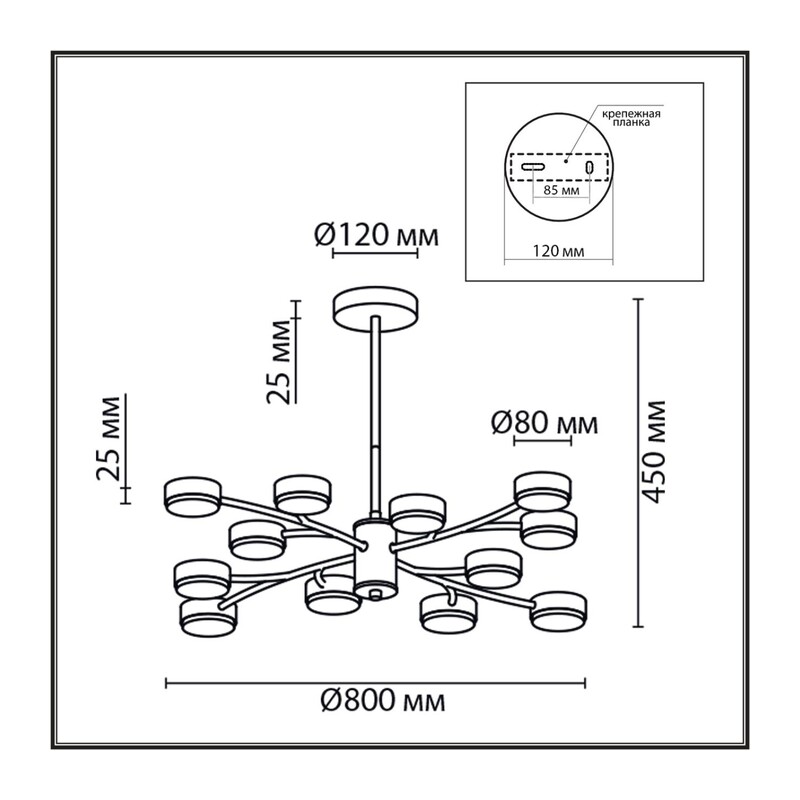 8117/12 COMFI LN26 235 черный, металл Люстра LED GX53 12*7W 220V TORINA 2