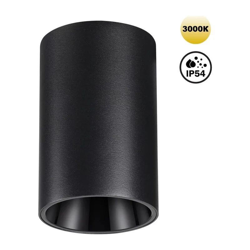 359418 OVER NT24 430 черный Светильник накладной влагозащищённый IP54 LED 10W 170-265V 3000К 830Лм RECTE