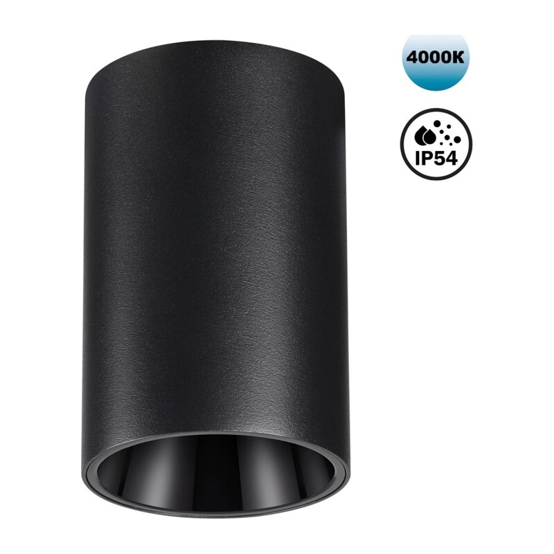 359419 OVER NT24 430 черный Светильник накладной влагозащищённый IP54 LED 10W 170-265V 4000К 830Лм RECTE 6
