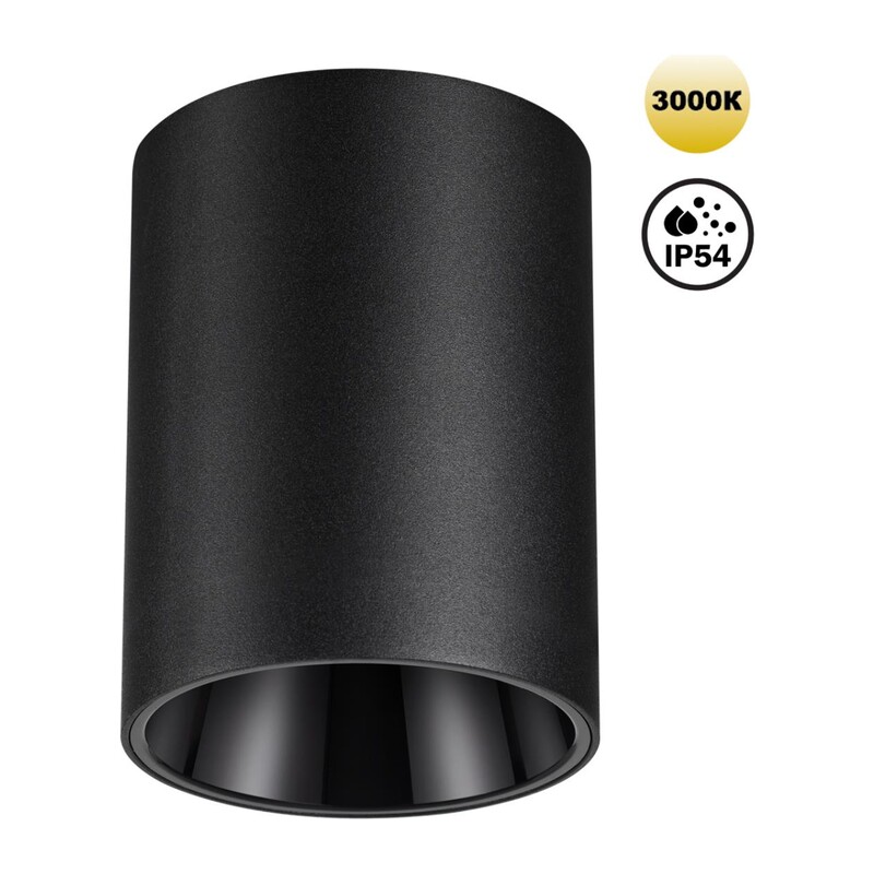 359422 OVER NT24 430 черный Светильник накладной влагозащищённый IP54 LED 15W 170-265V 3000К 1350Лм RECTE 6