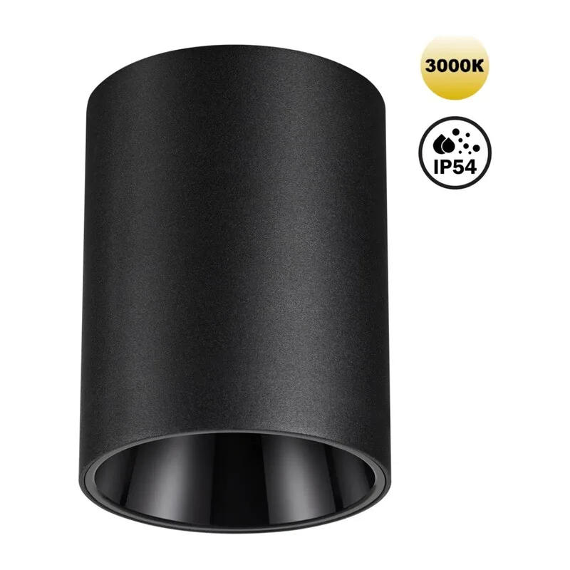 359422 OVER NT24 430 черный Светильник накладной влагозащищённый IP54 LED 15W 170-265V 3000К 1350Лм RECTE