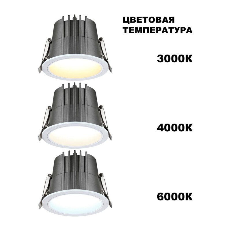 359428 SPOT NT24 510 белый Светильник встраиваемый с переключателем цв. температуры IP65 LED 20W 170-265V 3000К\4000К\6000К LANG
