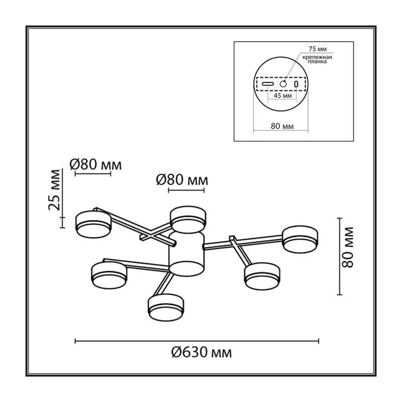 8186/6C COMFI LN26 247 черный, металл Люстра потолочная LED GX53 6*7W 220V DABRA 2