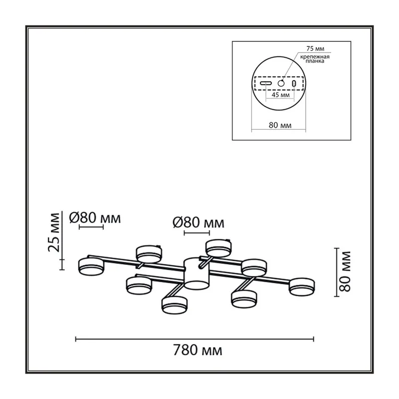8186/8C COMFI LN26 247 черный, металл Люстра потолочная LED GX53 8*7W 220V DABRA 5