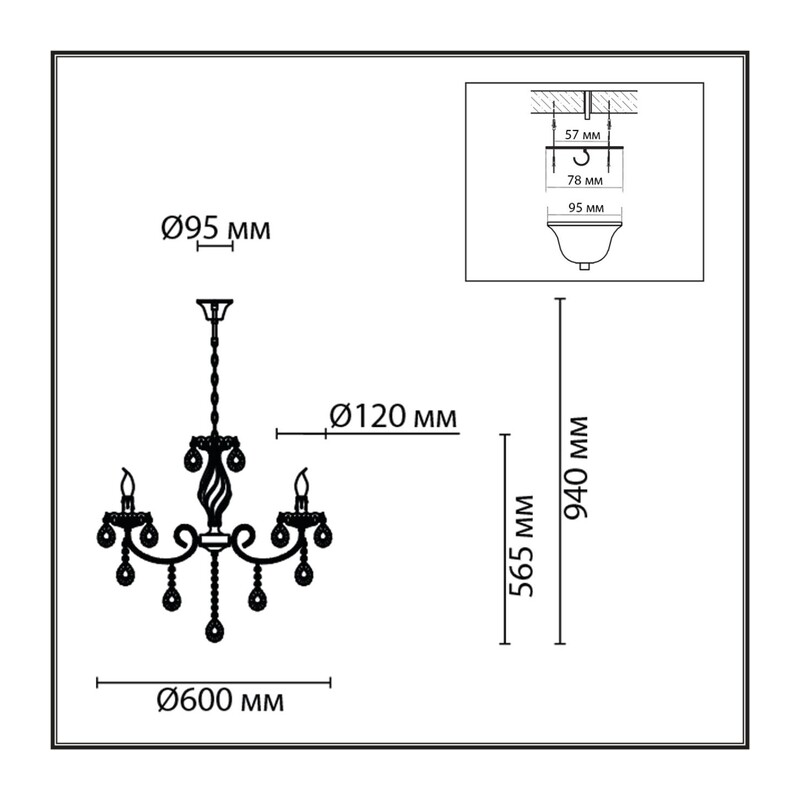 8190/5 CLASSI LN26 094 античная бронза, металл/хрусталь Люстра E14 5*40W 220V LINN 2