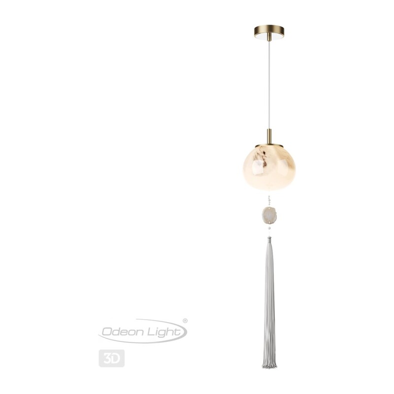 5432/1 MODERN ODL_EX25 089 золотой(под латунь)/стекло/кисточка/агат Подвес E14 1*40W FIOLENT 2