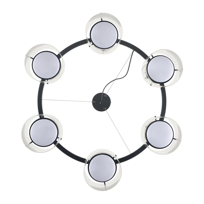 8232/6 COMFI LN26 230 черный/прозрачный, металл/стекло Светильник подвесной LED GX70 6*10W 220V NATALINA 3