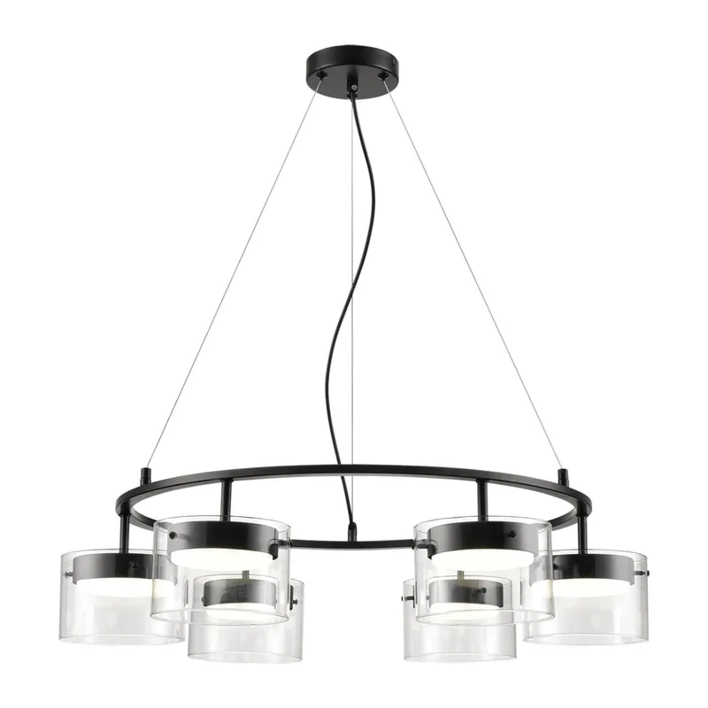 8232/6 COMFI LN26 230 черный/прозрачный, металл/стекло Светильник подвесной LED GX70 6*10W 220V NATALINA 4