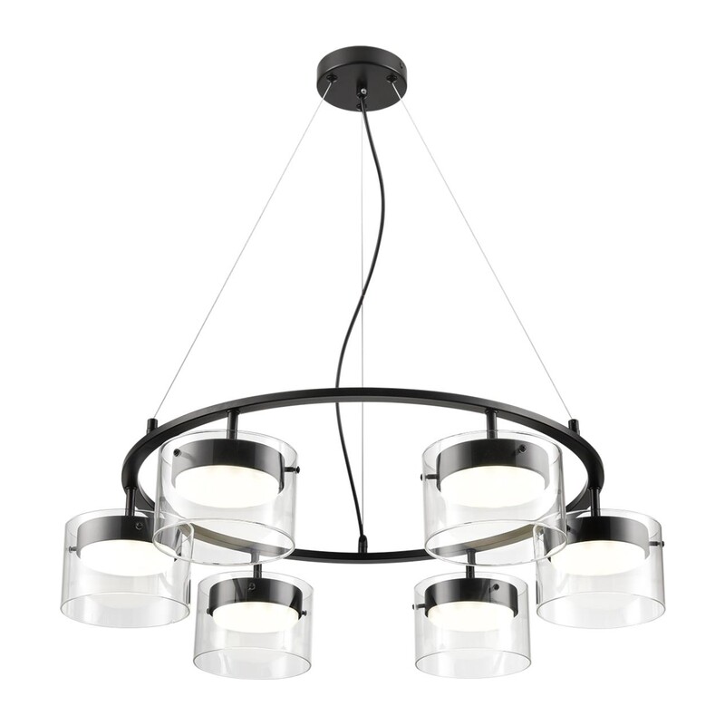 8232/6 COMFI LN26 230 черный/прозрачный, металл/стекло Светильник подвесной LED GX70 6*10W 220V NATALINA