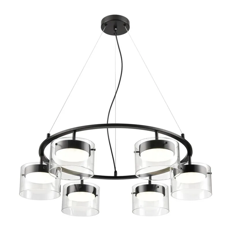8232/6 COMFI LN26 230 черный/прозрачный, металл/стекло Светильник подвесной LED GX70 6*10W 220V NATALINA 2