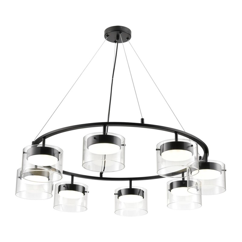8232/8 COMFI LN26 230 черный/прозрачный, металл/стекло Светильник подвесной LED GX70 8*10W 220V NATALINA