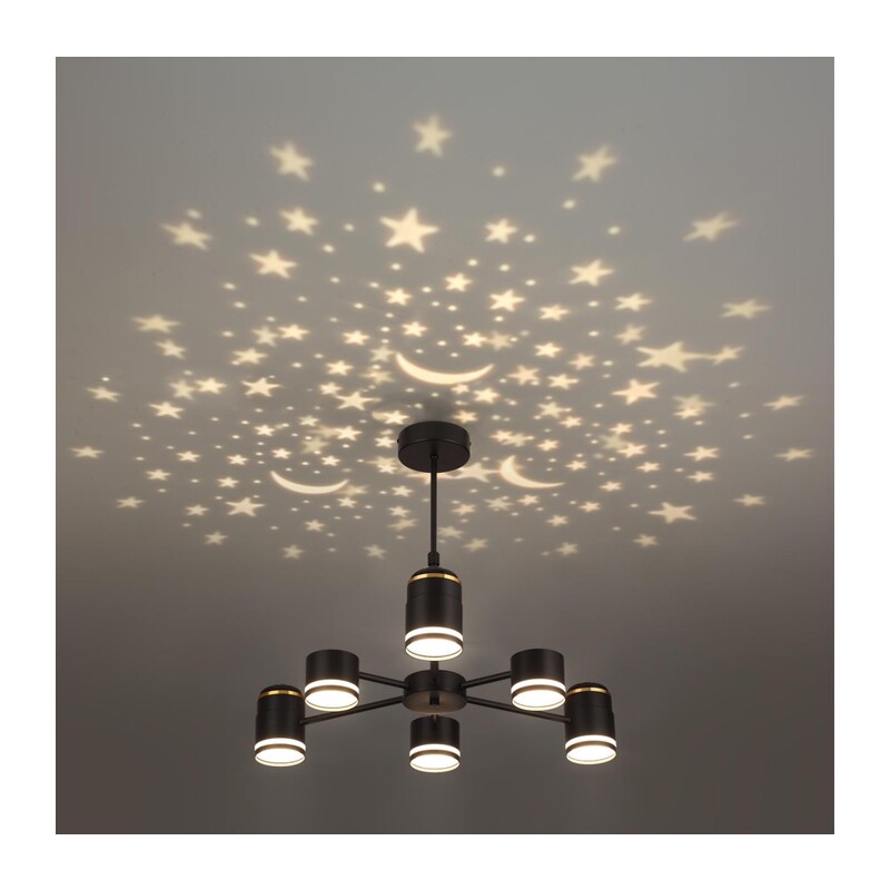 8234/6C COMFI LN25 000 черный, металл/акрил Люстра потолочная GX53 LED 6*10W + LED-проектор 3*5W 2700К 220V VIRSAVA 6