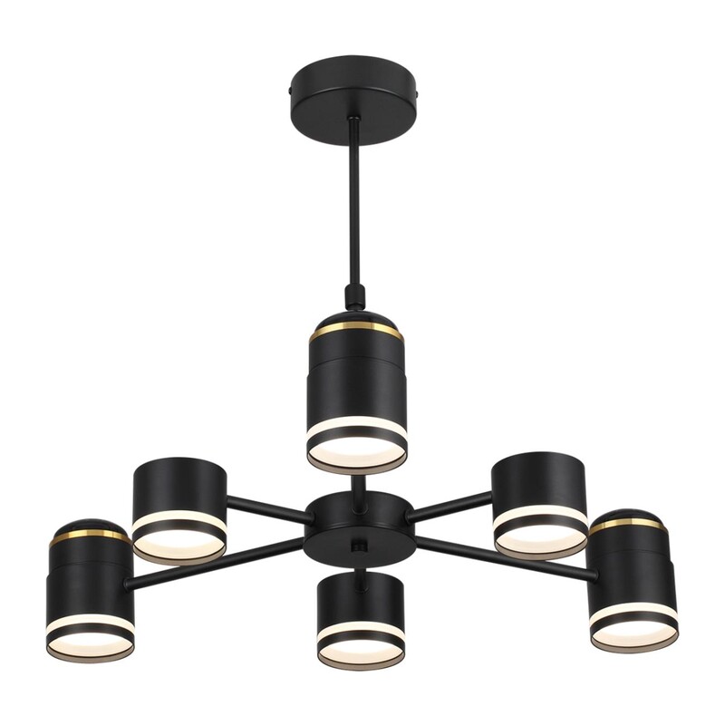 8234/6C COMFI LN25 000 черный, металл/акрил Люстра потолочная GX53 LED 6*10W + LED-проектор 3*5W 2700К 220V VIRSAVA