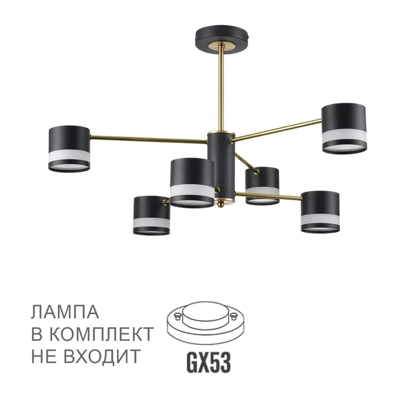 8240/6C COMFI LN26 239 черный/латунь, металл/акрил Люстра потолочная LED GX53 6*7W 220V LANIKA
