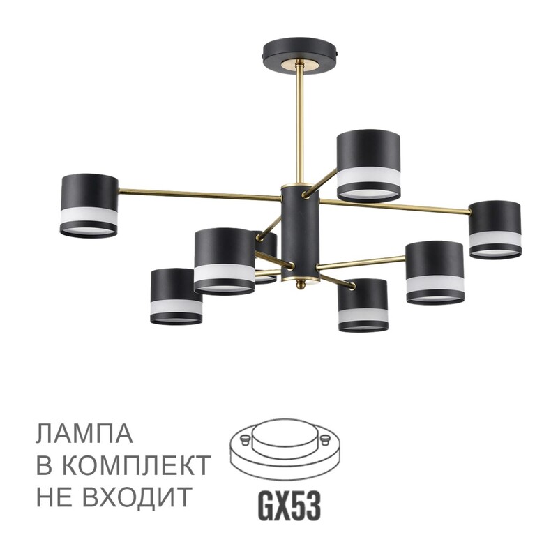 8240/8C COMFI LN26 239 черный/латунь, металл/акрил Люстра потолочная LED GX53 8*7W 220V LANIKA 5