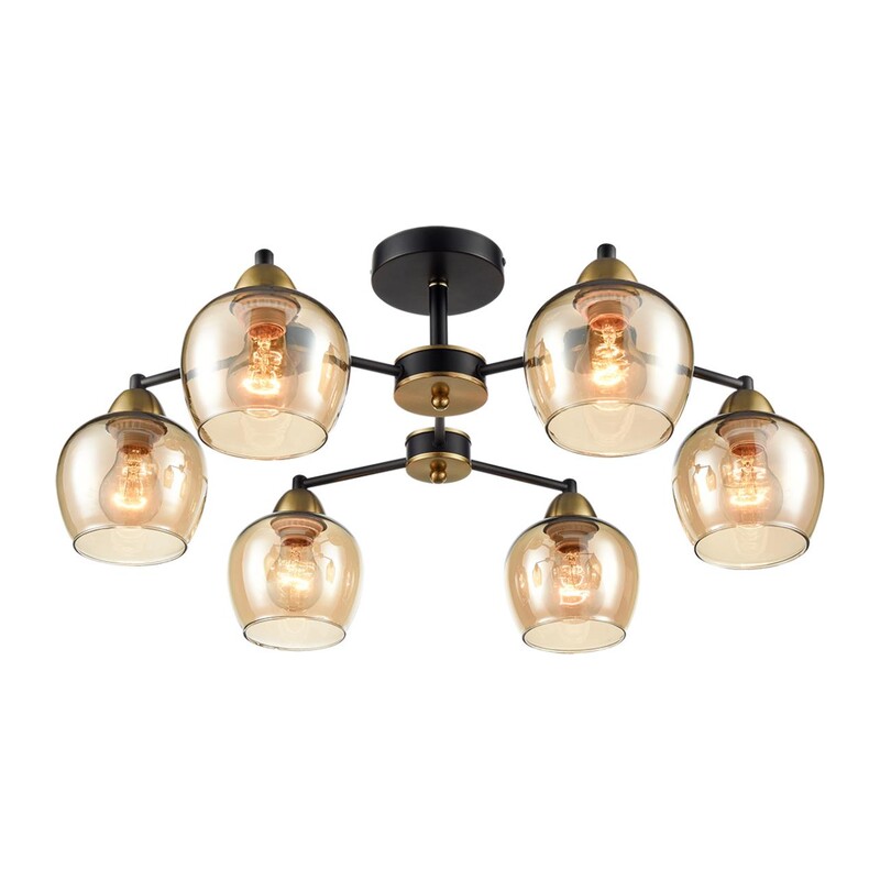8249/6C COMFI LN 000 черный/античное золото/янтарный, металл/стекло Люстра потолочная Е27 6*60W 220V LANDA