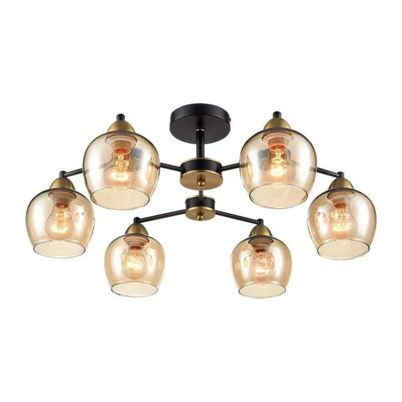 8249/6C COMFI LN 000 черный/античное золото/янтарный, металл/стекло Люстра потолочная Е27 6*60W 220V LANDA
