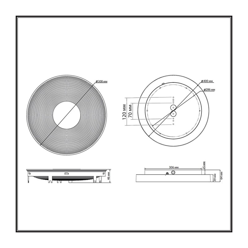 7753/25L MITRA LED SN 535 Светильник пластик/белый/черный/золотой LED 25Вт 4000K D400 IP54 QUANTUM 2
