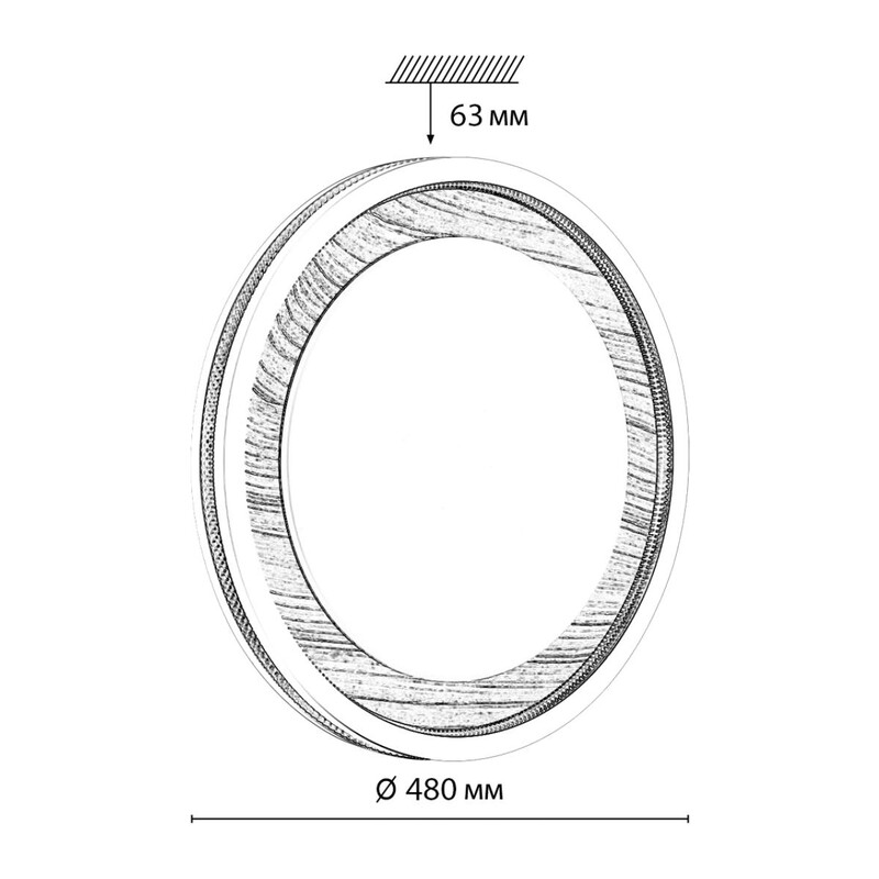 7681/ELN COLOR SN 164 Светильник пластик/сер под дер LED 76Вт 3000/4000/6000K D480 IP43 CCT MAVI WOOD 2
