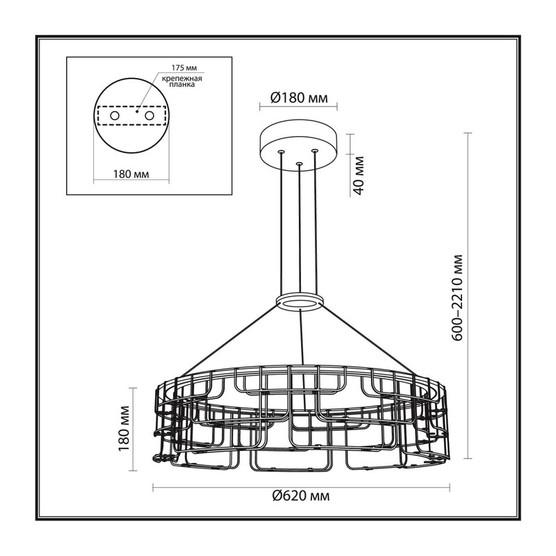 7060/44L HIGHTECH ODL26 287 Подвесной светильник нерж/сталь золото IP20 LED 44W 3960Лм 3000K 220V ZAHA 3