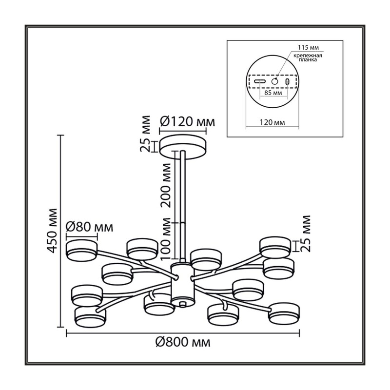 8265/12 COMFI LN26 233 металл, белый Люстра GX53 LED 12*7W 220V TORINA 3