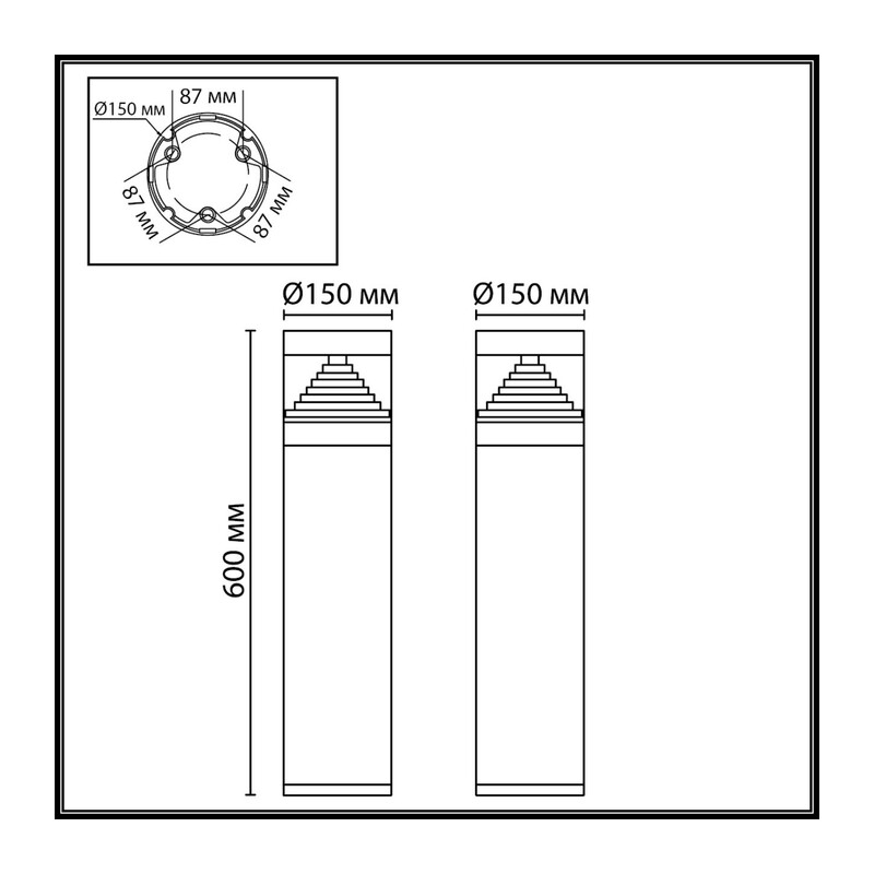7140/20GL NATURE ODL25 669 Напольный светильник черный/металл IP65 LED 20W 672Лм 150° 3000K 85-265V HULK 3
