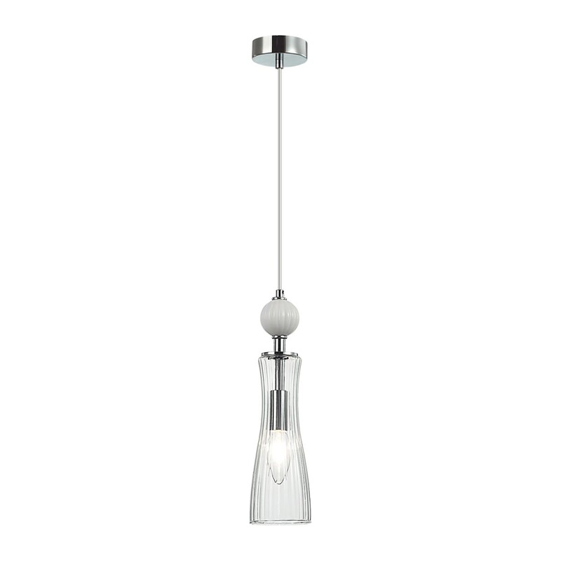 8268/1A NEOCLASSI LN26 160 хром/белый/прозрачный,  металл/керамика/стекло Подвес Е14 1*40W 220V EMILY