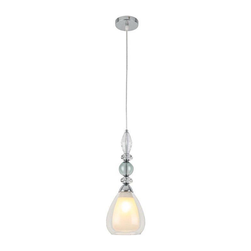 8293/1A MODERNI LN26 367 хром/белый/прозрачный, металл/стекло/хрусталь Подвес E27 1*60W 220V GANNA