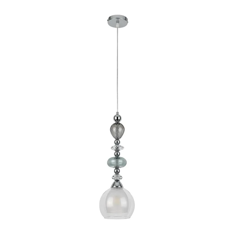 8294/1A MODERNI LN26 367 хром/белый/прозрачный, металл/стекло/хрусталь Подвес E27 1*60W 220V GANNA