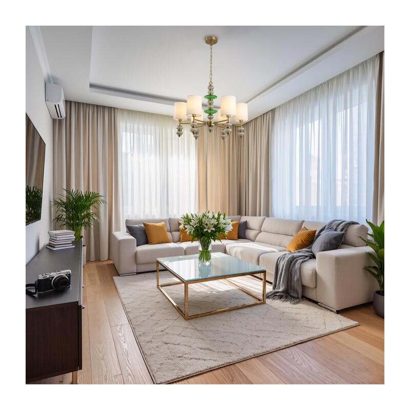 8337/6 MODERNI LN26 144 бронза/белый/зеленый, металл/стекло/текстиль Люстра E14 6*40W 220V ILMIRA 4