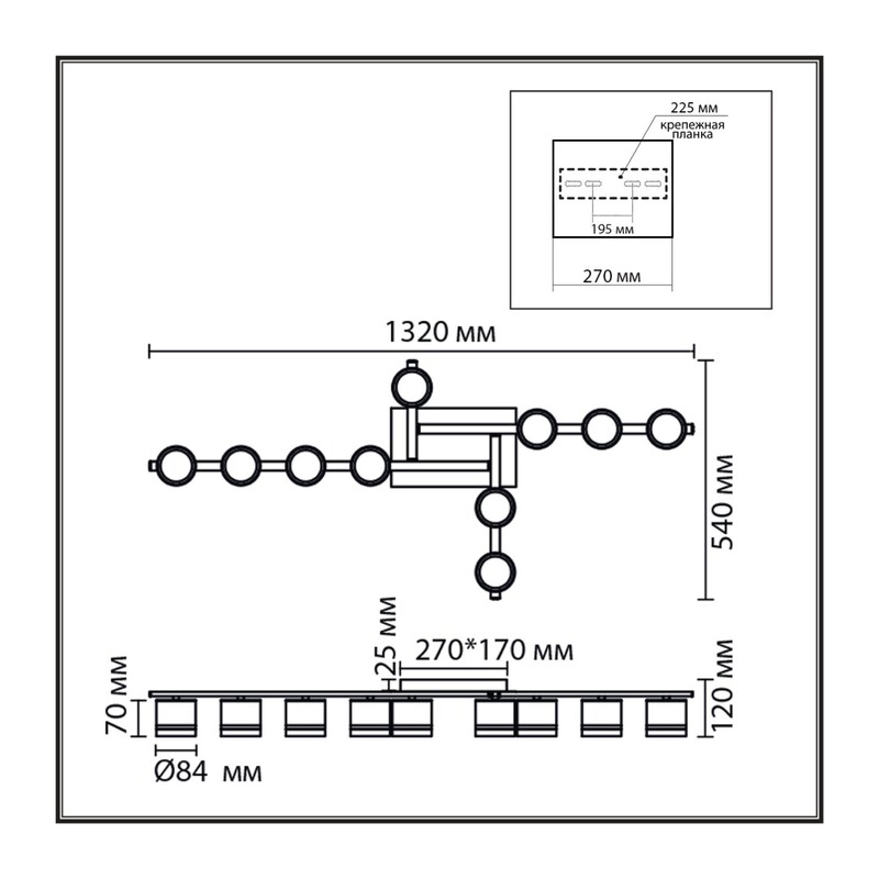 8303/10C COMFI LN26 237 белый, металл Светильник потолочный GX53 LED 10*7W 220V AGNIA 3