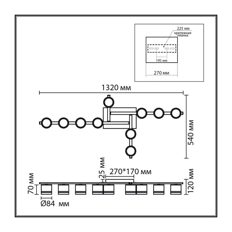 8303/10C COMFI LN26 237 белый, металл Светильник потолочный GX53 LED 10*7W 220V AGNIA 6