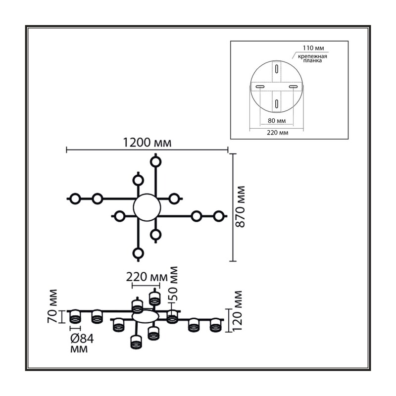 8304/10C COMFI LN26 238 золотой/черный, металл/акрил Светильник потолочный GX53 LED 10*7W 220V BENUA 3