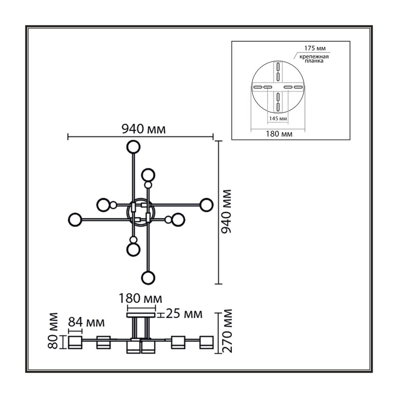 8307/8C COMFI LN26 237 золотой/черный, металл Светильник потолочный GX53 LED 8*7W 220V LENIANA 3