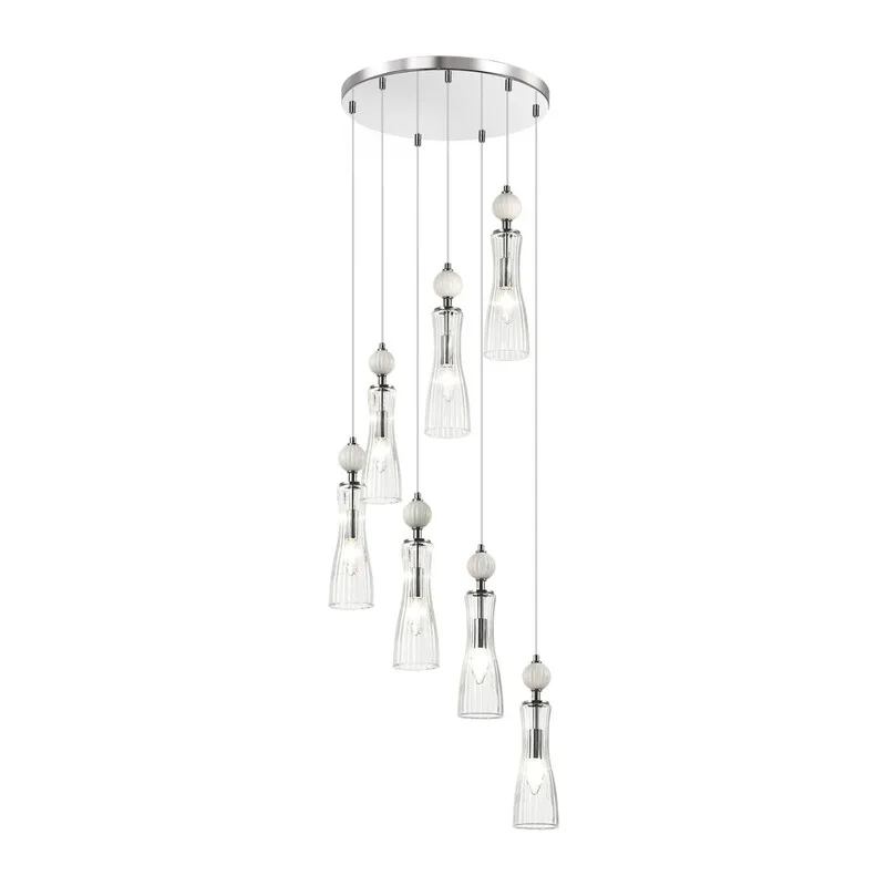 8268/7A NEOCLASSI LN26 159 хром/белый/прозрачный, металл/керамика/стекло Люстра каскадная Е14 7*40W 220V EMILY 2
