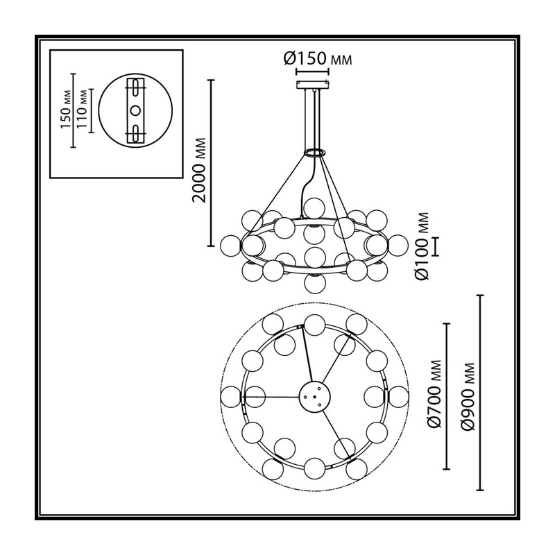 7109/24 MIDCENT ODL26 519 Подвесной светильник  белый/стекло/металл IP20 G9 24*5W  220-240V MAGIA 3