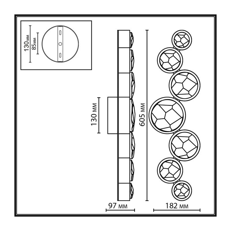 7174/15WLA L-VISION ODL26 Настенный светильник  черный/хрусталь/металл IP20 LED 15W 3000K 220-240V SPILLA 5