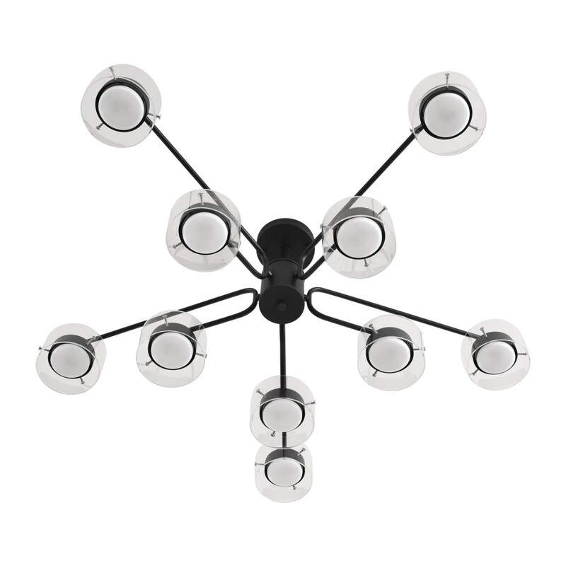 8349/10C COMFI LN26 232 черный/прозрачный, металл/стекло Светильник потолочный LED GX53 10*7W 220V NATALINA 4