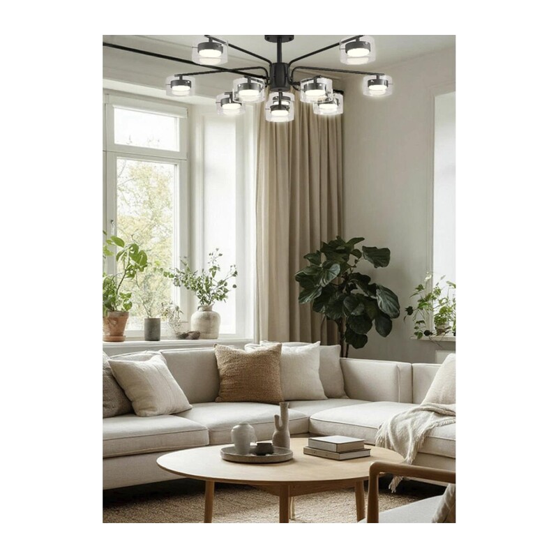 8349/10C COMFI LN26 232 черный/прозрачный, металл/стекло Светильник потолочный LED GX53 10*7W 220V NATALINA 5