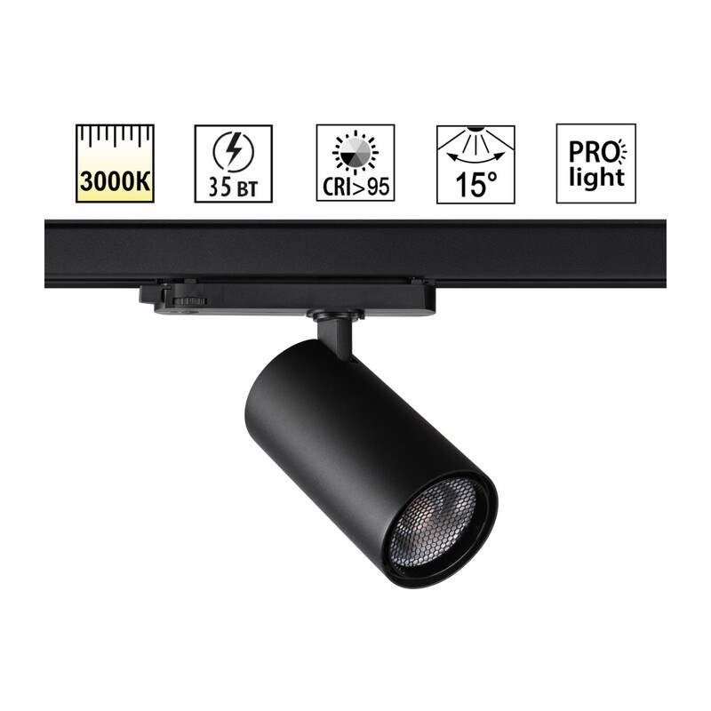 359582 PORT NT25 312 черный Светильник трехфазный трековый светодиодный IP20 LED 35W 3000K 220-240V HELIX 5